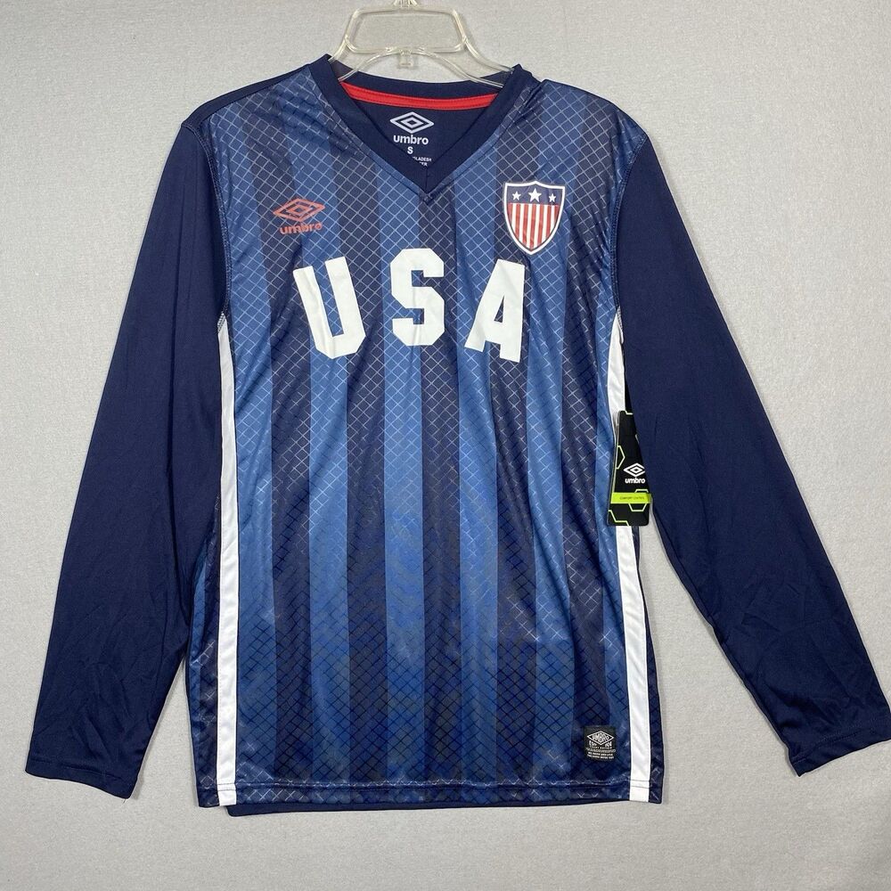 USA National Soccer Team Umbro Jersey Small Blue America Stripe Goalie Shirt